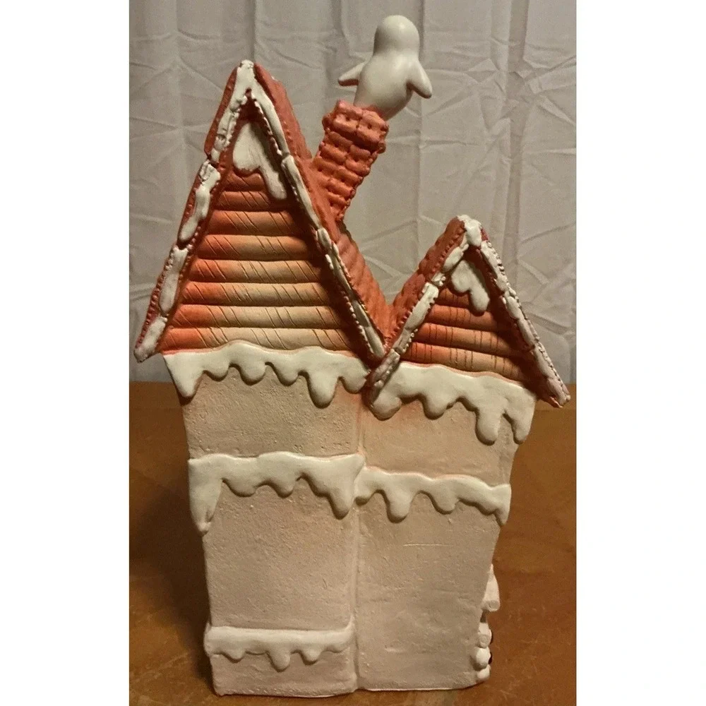 Halloween Gingerbread Pink Pastel Haunted House with Ghost 13.5 